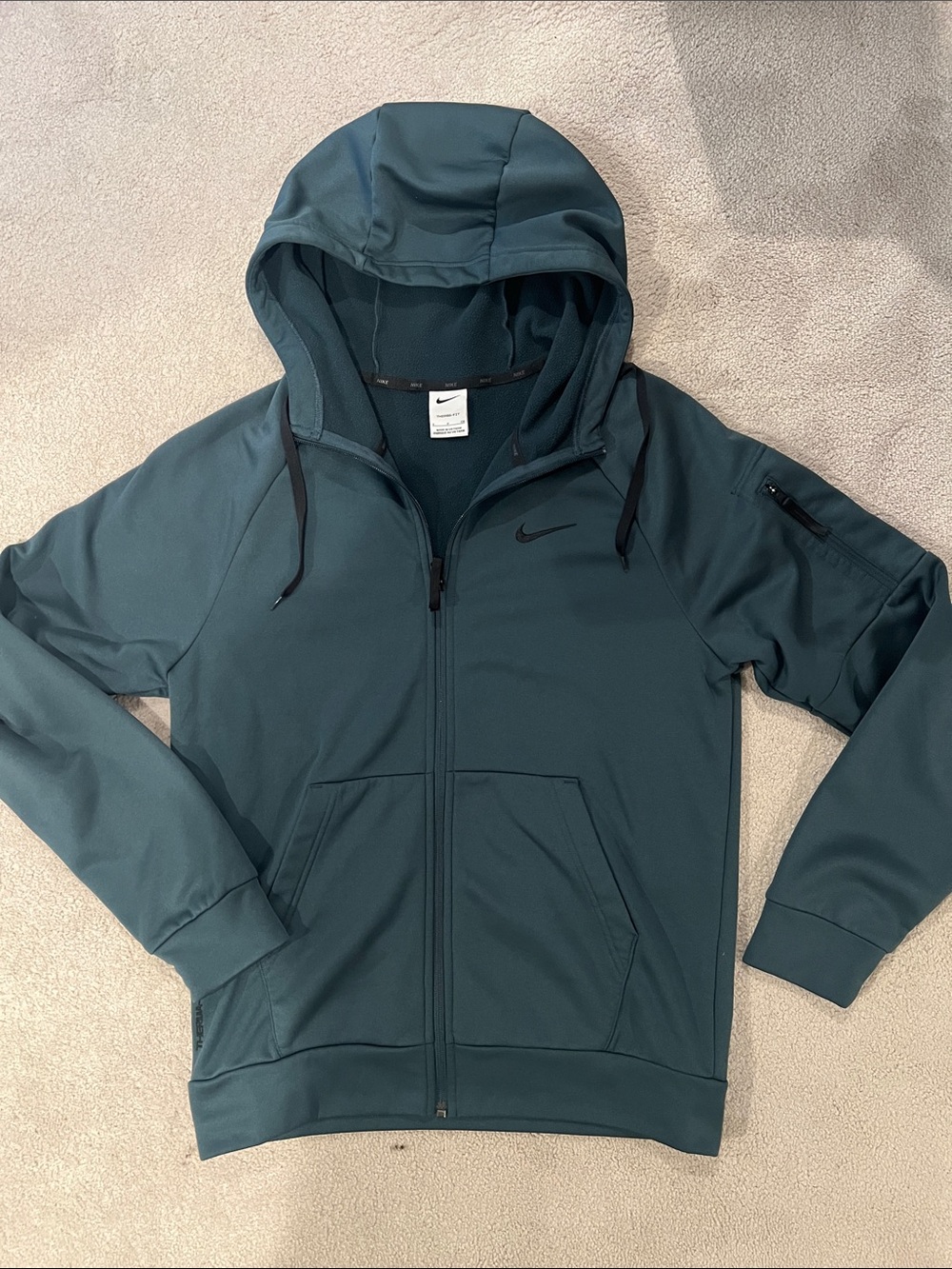 Nike Dark Teal Full-Zip Hooded Jacket with Black Swoosh